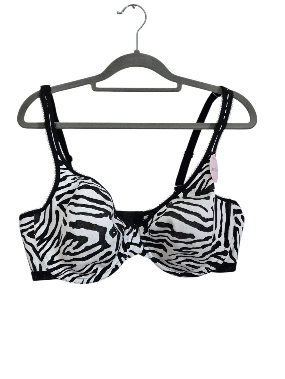 NWT Cacique Zebra Print Cotton Demi Bra Underwire Size 42D Convertible Straps